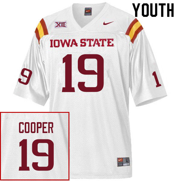 Youth #19 Jeremiah Cooper Iowa State Cyclones College Football Jerseys Sale-White